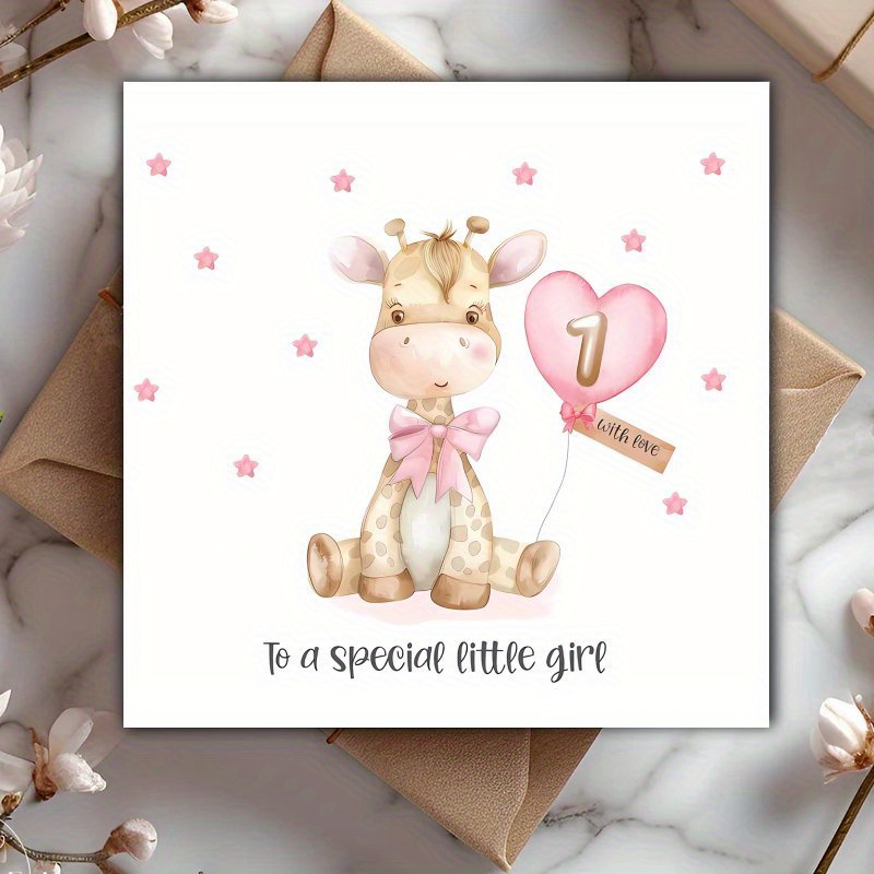 TEMU Lustige Giraffen-Geburtstagskarte - Frühlingsgeschenk (1 Stück), Niedliche 1. Geburtstagskarte, Freundschaftskarte, für Frühlingsgeburtstage,
