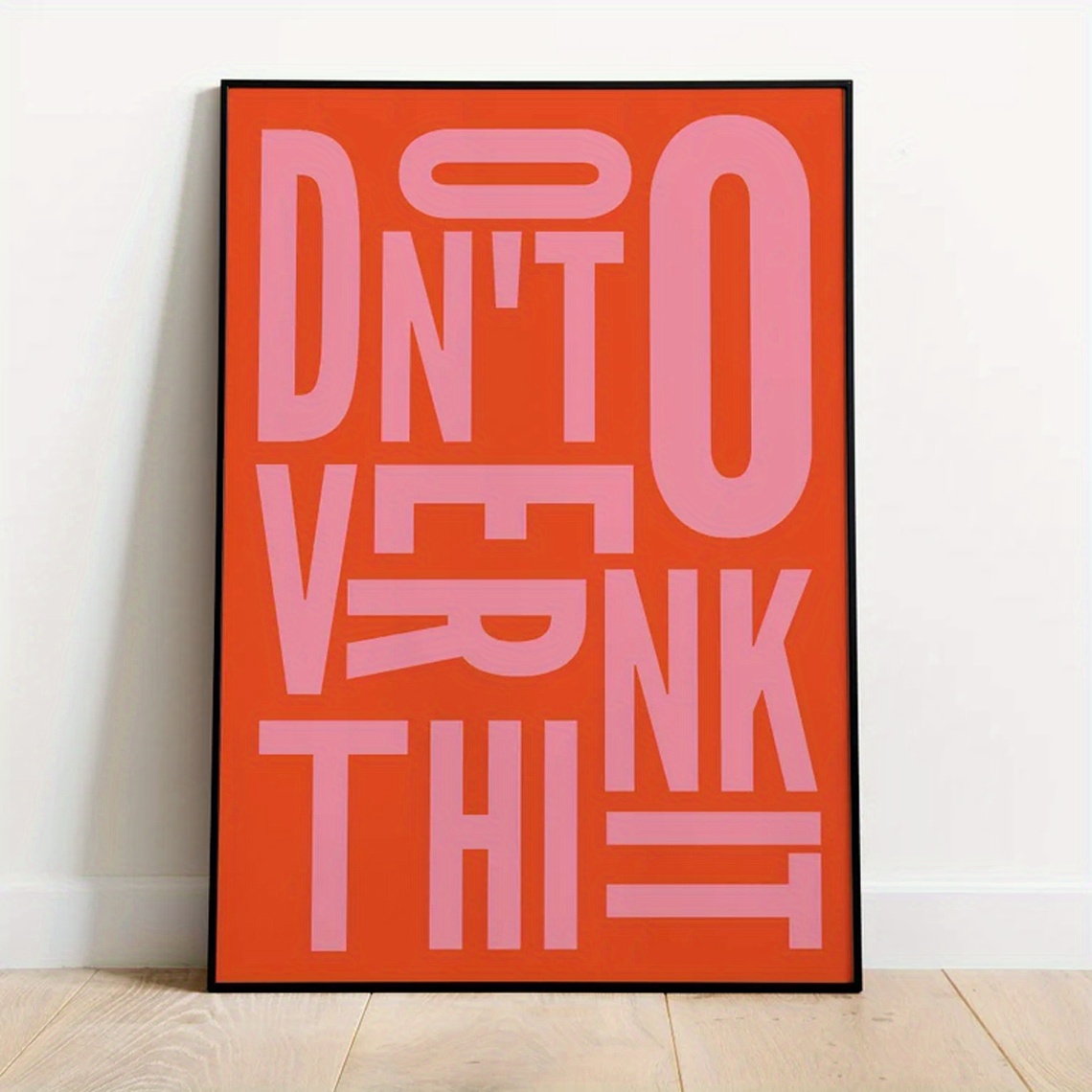 Image of 1pc Vintage "don't For !" Inspirational Wall Art Poster - Pink & Orange Canvas Painting, Unframed Horizontal Decor For Living Room, Bedroom, Office, Indoor/outdoor Use, Home Wall Decor, Artistic