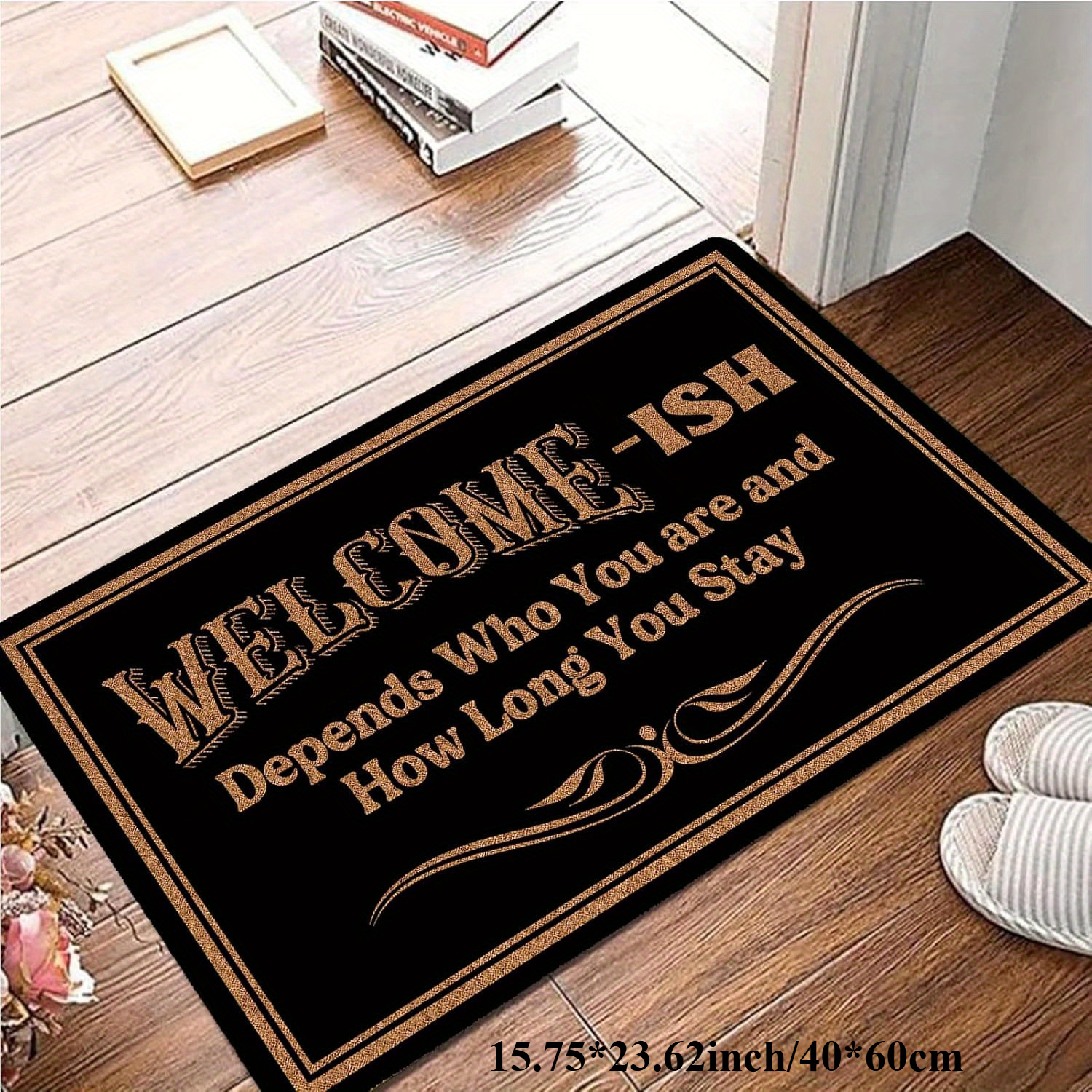 TEMU Fun "welcome, Ish" Doormat - Perfect For Indoor And Outdoor Use, Easy To Clean, Durable - An For Home Decor