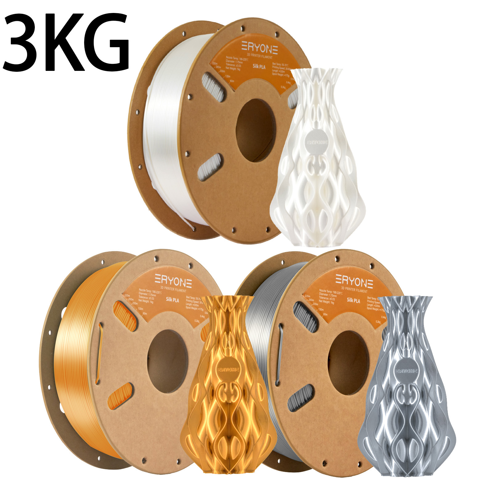 TEMU Eryone Pla- 1.75mm  /- 0.03mm, 3d Printing Filament, Multiple Color Combinations, Filament Fit Most Fdm Printer Easy & Transition