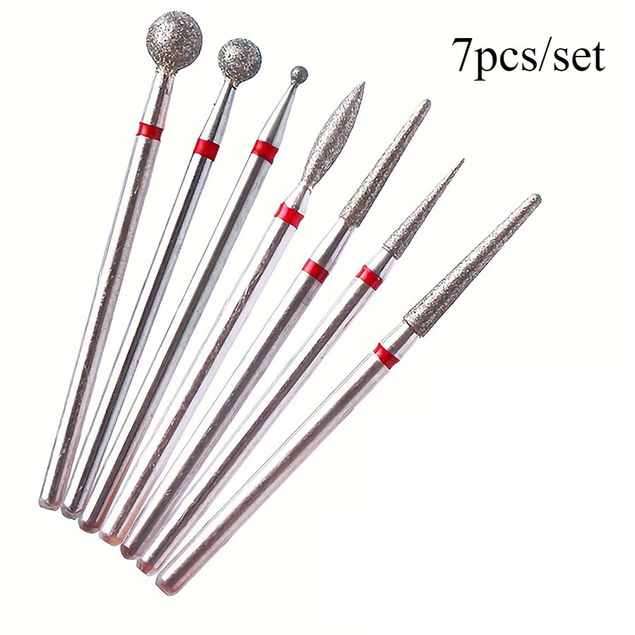 

7pcs Nail Drill Bits Set, Hypoallergenic Acrylic Gel Remover, Professional Manicure Pedicure Tools, Nail Polishing Cleaning Brush Kit