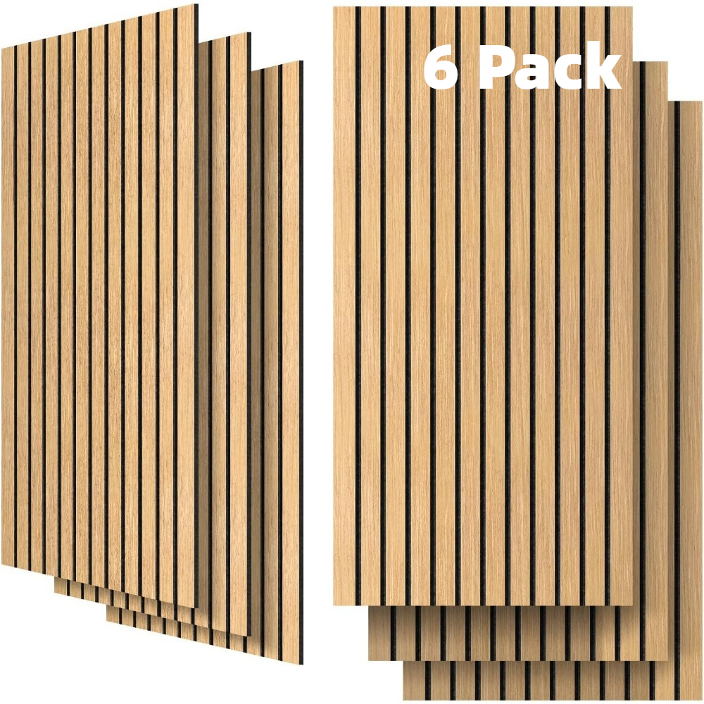 Set of 6 Acoustic Panels Measuring 23.6 by 29.97 cm, Designed for Soundproofing in Offices, Home Theaters, And Studios, Featuring a Walnut End