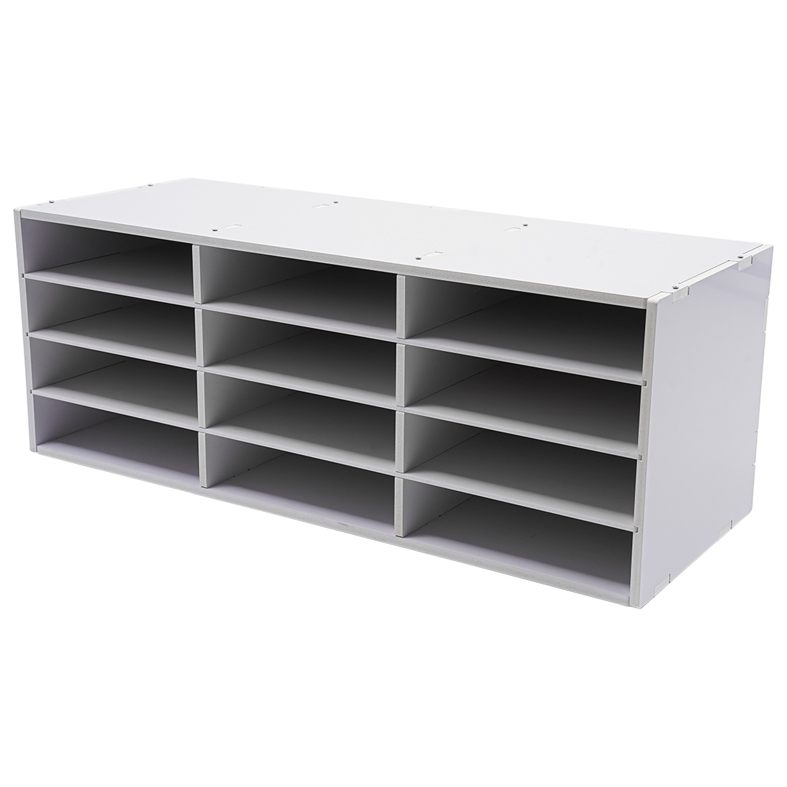 Image of Quiltern 12-slot Literature Organizer - White 4x3 File & Document Sorter Made Of Durable Pvc, Odorless & Corrosion Resistant For Long-lasting Office Desk And Home Office Organization