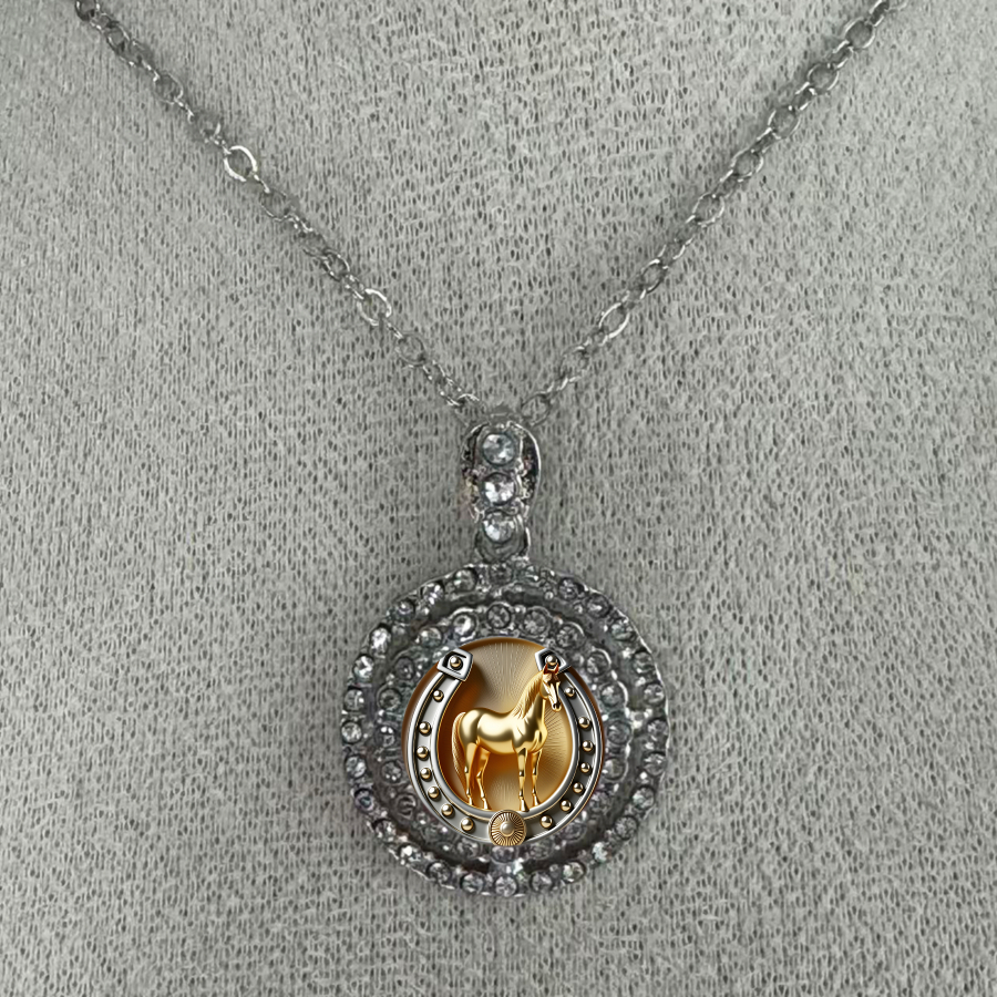TEMU 1pc Horse Necklace Horseshoe Necklace Animal Necklace Necklace Hollowed-out Necklace Round Necklace Unisex Necklace Jewelry Accessories Unique