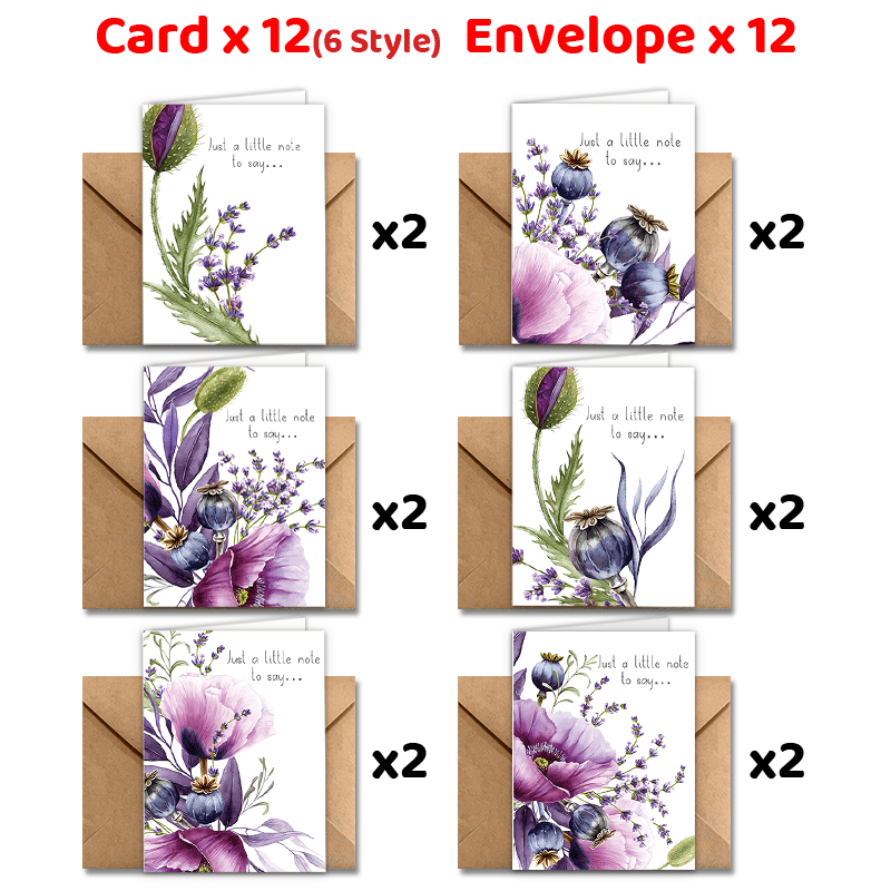 

24pcs Greeting Cards With Envelopes, Thank You Cards, & Lavender Card Teachers Business Coworker Employee Appreciation