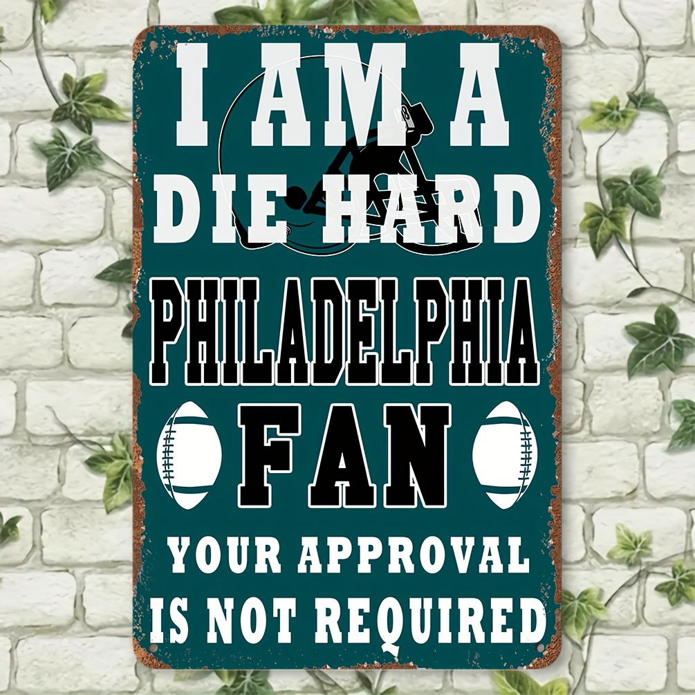 TEMU 2d Flat, [2d Flat] 2d Flat Vintage Philadelphia Football Sign- Rustic Style Home Decor, Durable Indoor And Outdoor Wooden Wall Art, Unique Gift