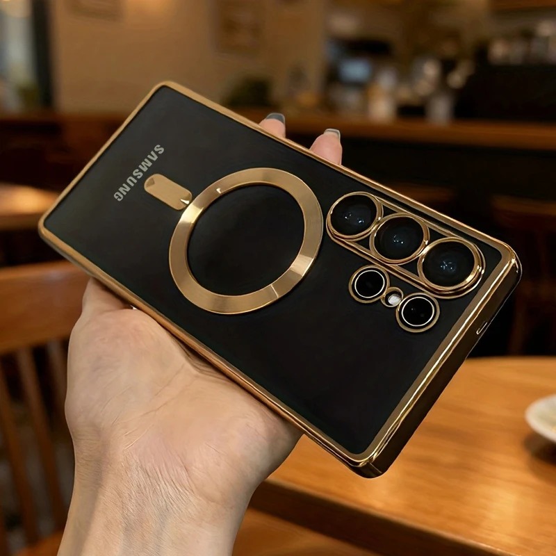 TEMU Phone Case: Luxury Plating Magnetic Phone Case For Galaxy S26 S25 S24 .cases For S26ultra Shockproof Cover