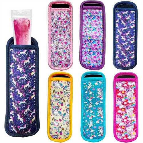 6 piece ice neoprene sleeves kids multicolor ice sleeves holder bags reusable sicle covers
