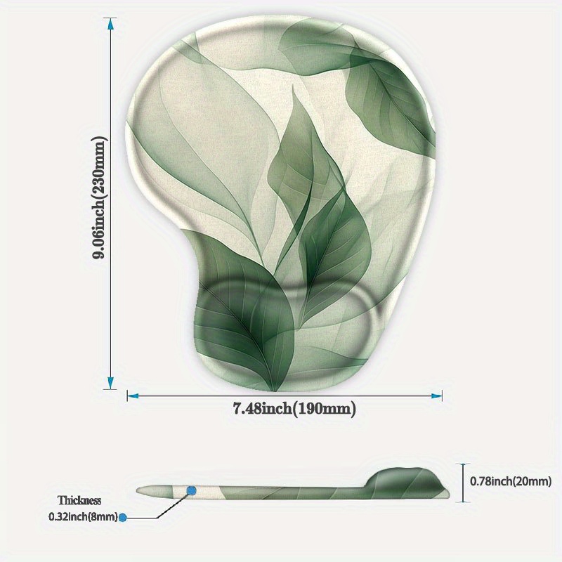 TEMU 1pc A Mouse Pad Featuring Wrist Support, Designed With A Leaf Motif, Providing For Desktop Computers, Suitable For Gaming , And Ideal For Home,