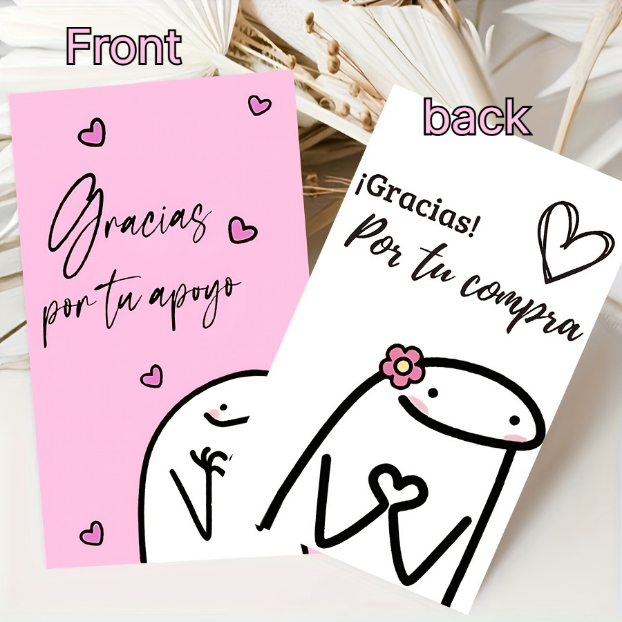TEMU 70 tarjetas de agradecimiento en español, "Gracias ", tarjetas de dibujos animados impresas , diseño de rosa, tarjetas de decoración para