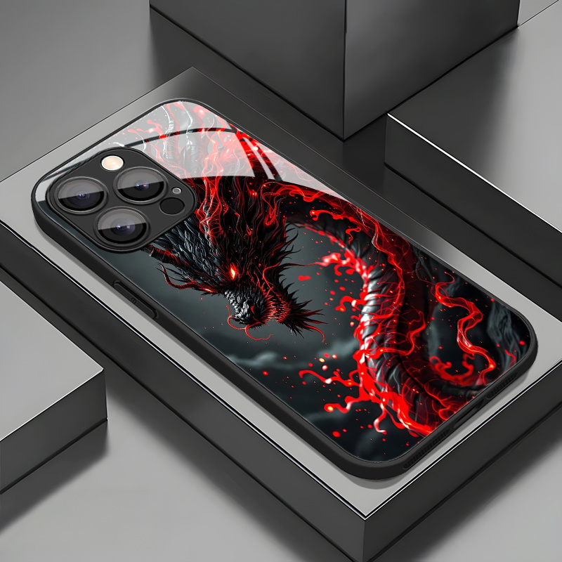 TEMU Phone Case - Advanced Pattern Tempered Glass Phone Case For Iphone 16/16pro/16promax/16plus/15/15plus/15pro/15promax, 14/14plus/14pro/14promax,
