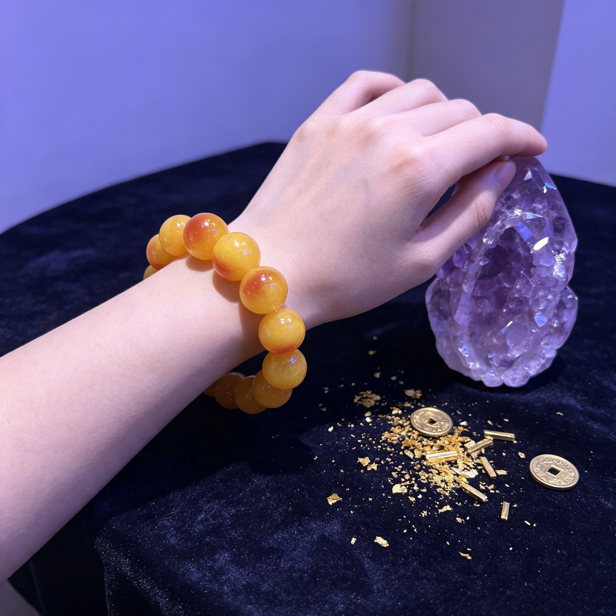 20mm Natural Stone Stretch Beaded Bracelet, Unisex