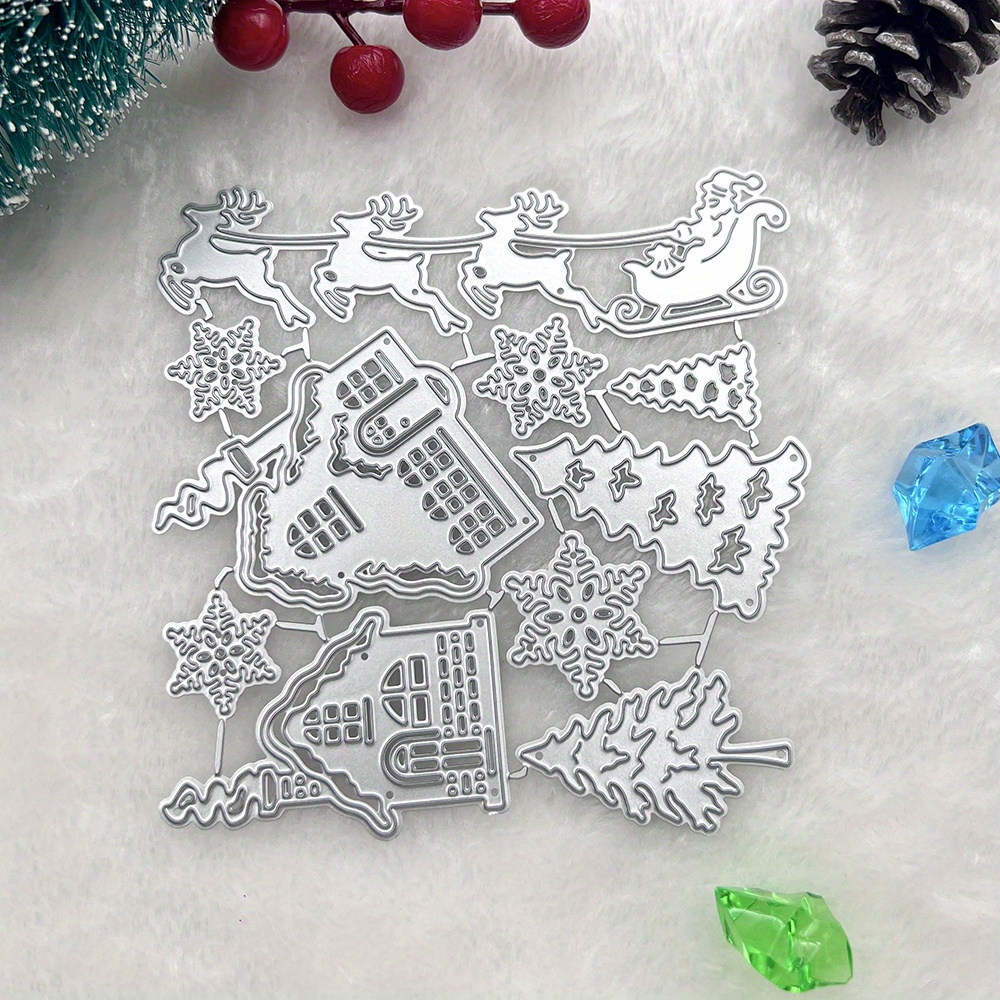 

Christmas 1pc Christmas Villa And Deer Metal Die Cuts For Card Making, Cutting Dies Cut Stencils For Diy Scrapbooking Photo Album Decorative Paper Crafting Embossing Template