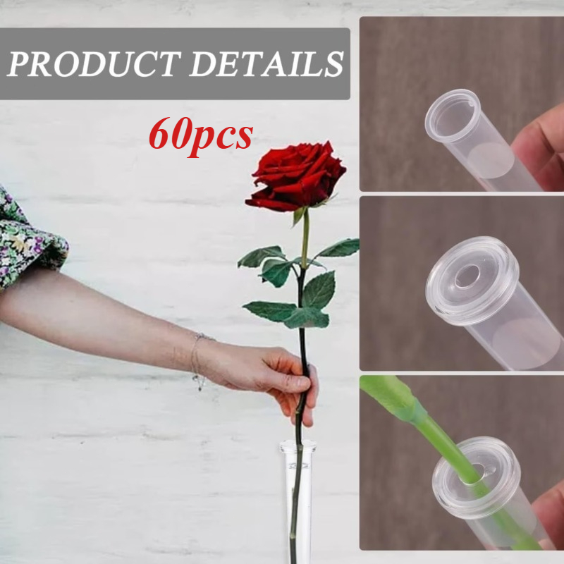 TEMU 60-tube Pack Of Floral Preservatives, 10ml Plastic Floral Nutrient Straws With Caps, Suitable For Flower Arrangement, Transparent Fresh Flower