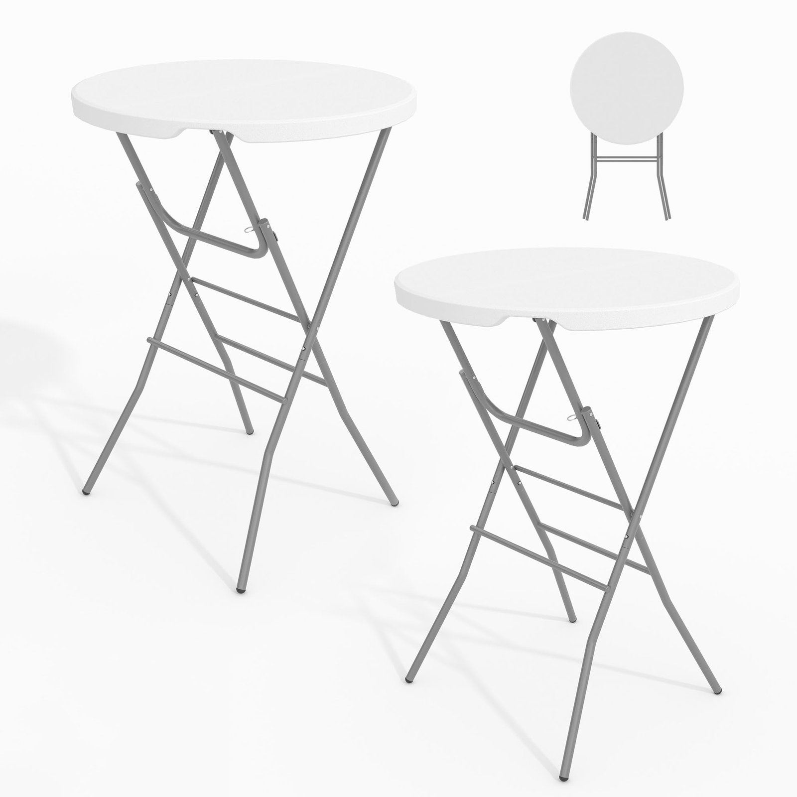 Folding Standing Table 2pcs Set H 110cm X 80cm Round Bar Table For Cocktail Party And Garden
