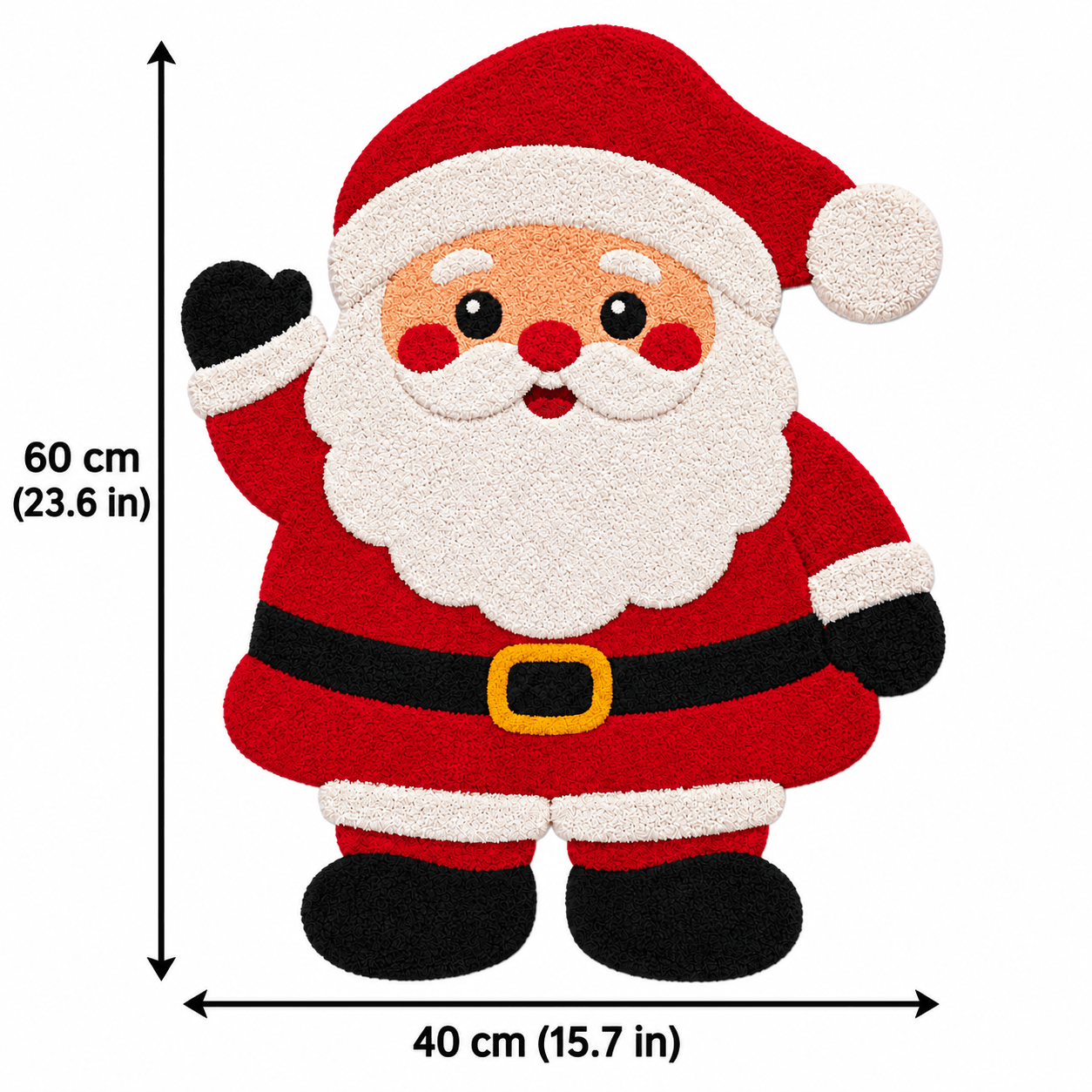 TEMU 2d Flat, 2d Flat, 1pc 2d Painting 850cm² A Waving Santa Claus Figure Patterned Irregular Shaped Velvet Bathroom Non-slip Mat Made Of Ultrafine