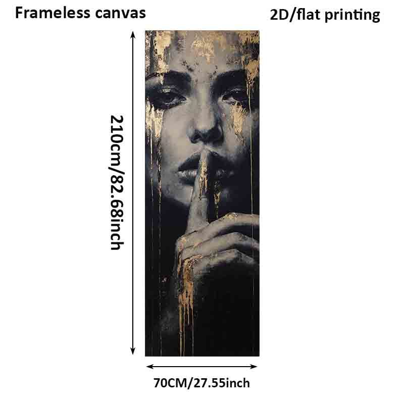 TEMU 2d/flat Printing 1pc 27.55inch*82.68in/70cm*210cm Frameless Modern, "silent Gesture", Canvas Poster For Bedroom And Living Room Decoration