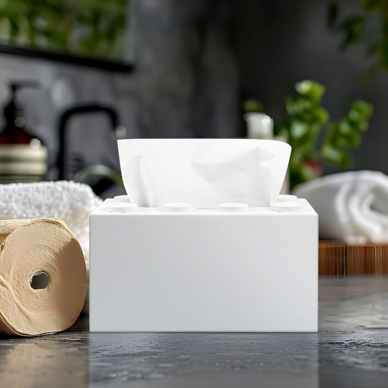 cute building blocks themed tissue box cover rectangular wooden napkin holder with 6 compartments ideal for home decor in living room kitchen   napkin holder for table kitchen accessory   design wooden construction napkin holder for table Product details 5