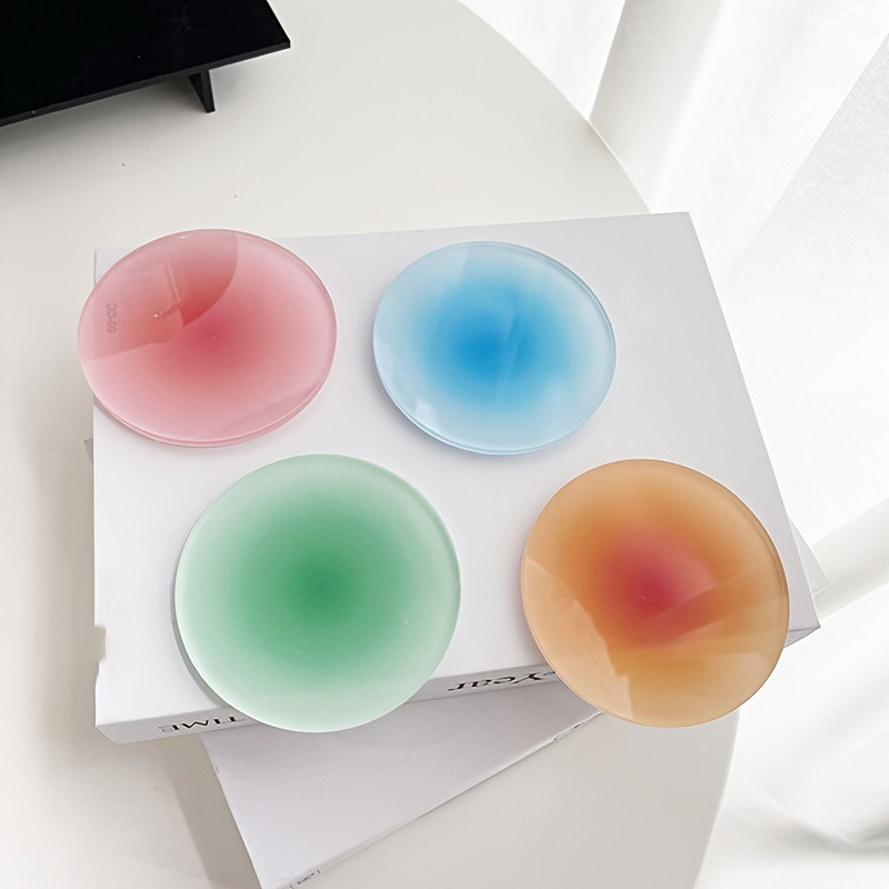 TEMU 4pcs Set Of Iridescent Round Acrylic Coasters, Gradient Design, Decoration, Photography, And Home Kitchen Use