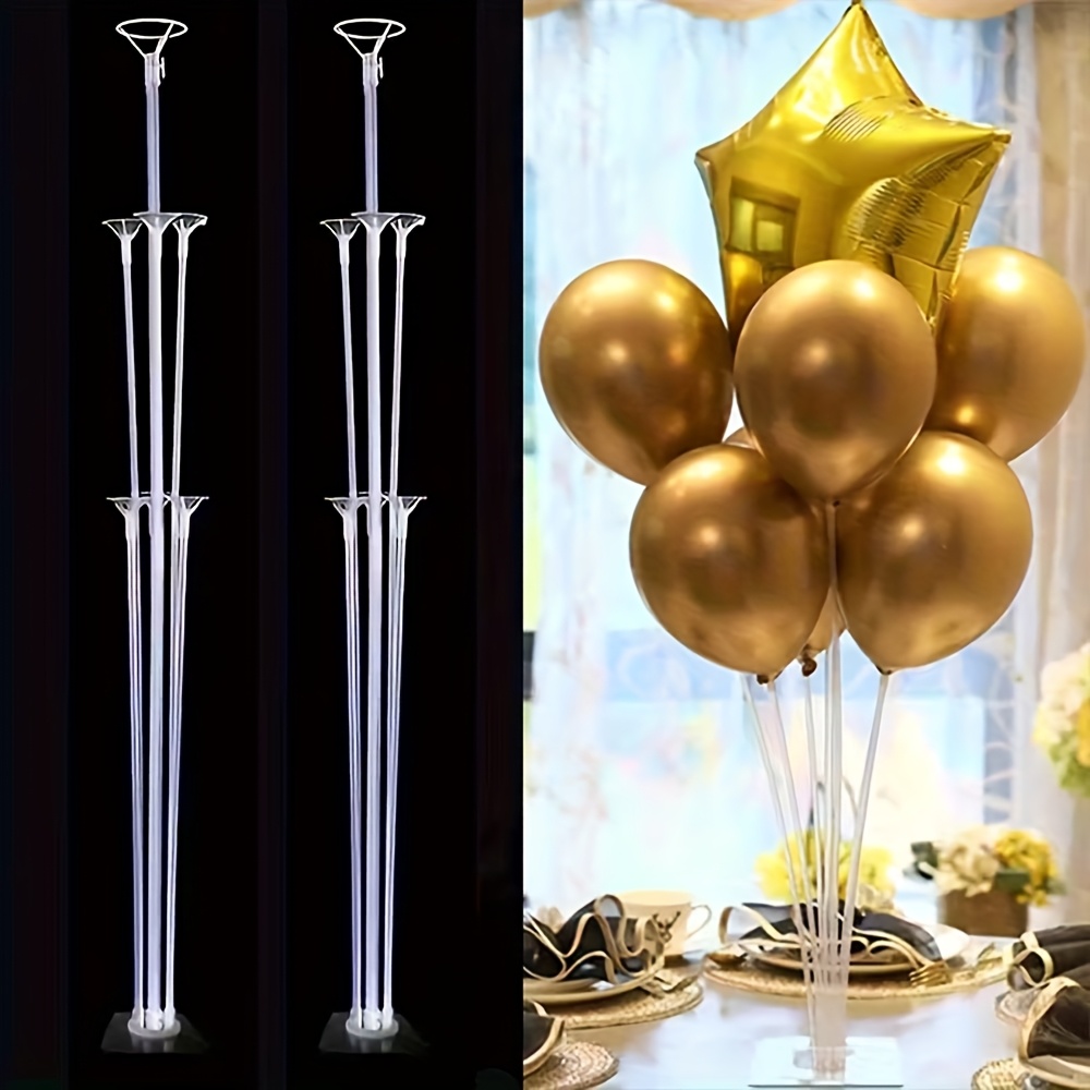 Image of 2 Sets Of 70cm Seamless Double-sided Adhesive 7-head Base Balloon Desktop Stand For Valentine's Day, Birthday, Wedding Party Background Tabletop Decoration Balloons, For Halloween, Christmas