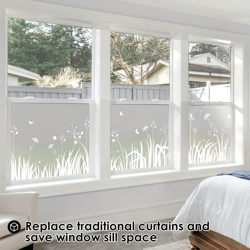 TEMU 1 Roll Dandelion Decorative Window Film, Window Decoration, Lightweight Sunshade Curtain Darkening Privacy Heat Control Static Film Removable No