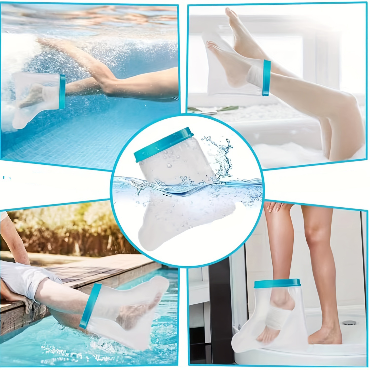 TEMU 1pc Waterproof Foot Cast Cover For Showering, Reusable Adult Foot Cast, Cast Covers For Ankle Shower, Cast Bag Shower