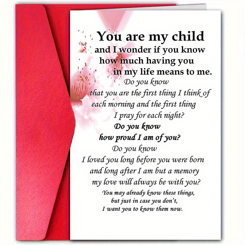 

Romantic Birthday Card With Envelope For Daughter Or Son, 12cm X 18cm - Message From , 'do That You Are Meaning Of My Life Your '