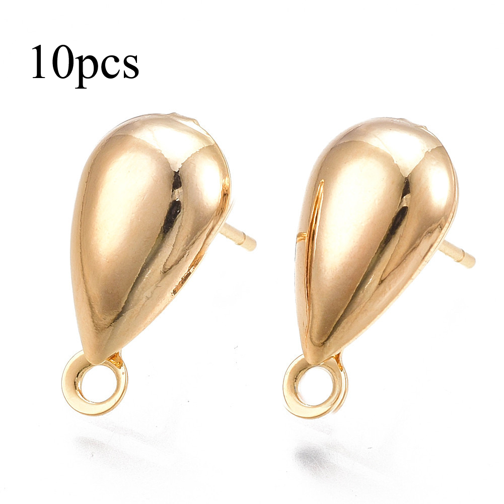 TEMU 10pcs Emballages de Boucles d'Oreilles à Clous en Laiton, avec Boucle, , Plaqué Or 18K, 17X8.5Mm, Trou: 1.8Mm, Épingle: 0.8Mm, Ajouts de Boucles