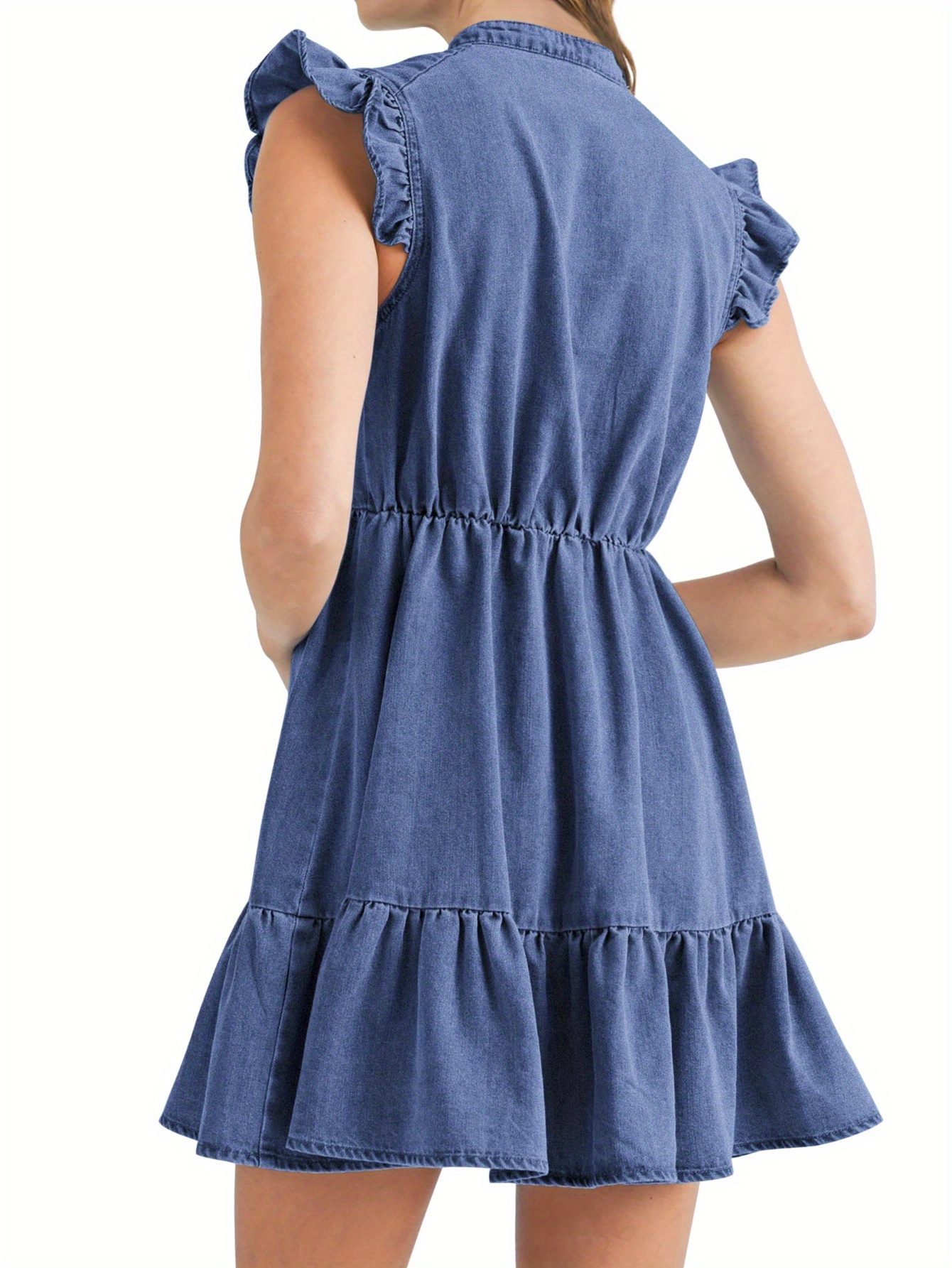 womens denim mini dress short sleeves v neck - Temu