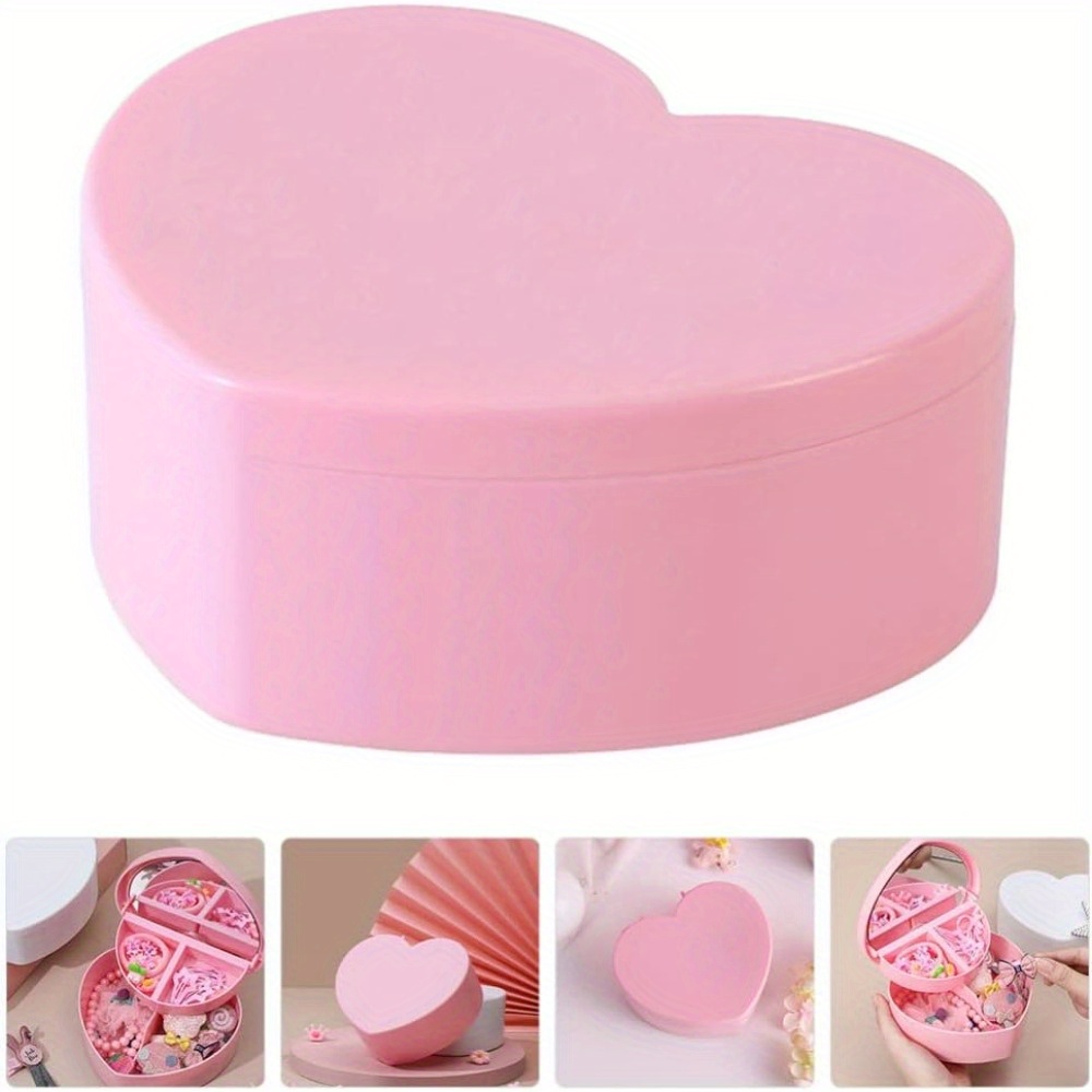 6pcs heart shaped jewelry box double layer   storage box lined with fabric used for earrings necklaces bracelets watches decorative plastic storage box jewelry storage box decorative box safe closing necklace organizer bracelet holder   fabriclined interior sturdy construction   fashion enthusiasts jewelry boxes Product details 8