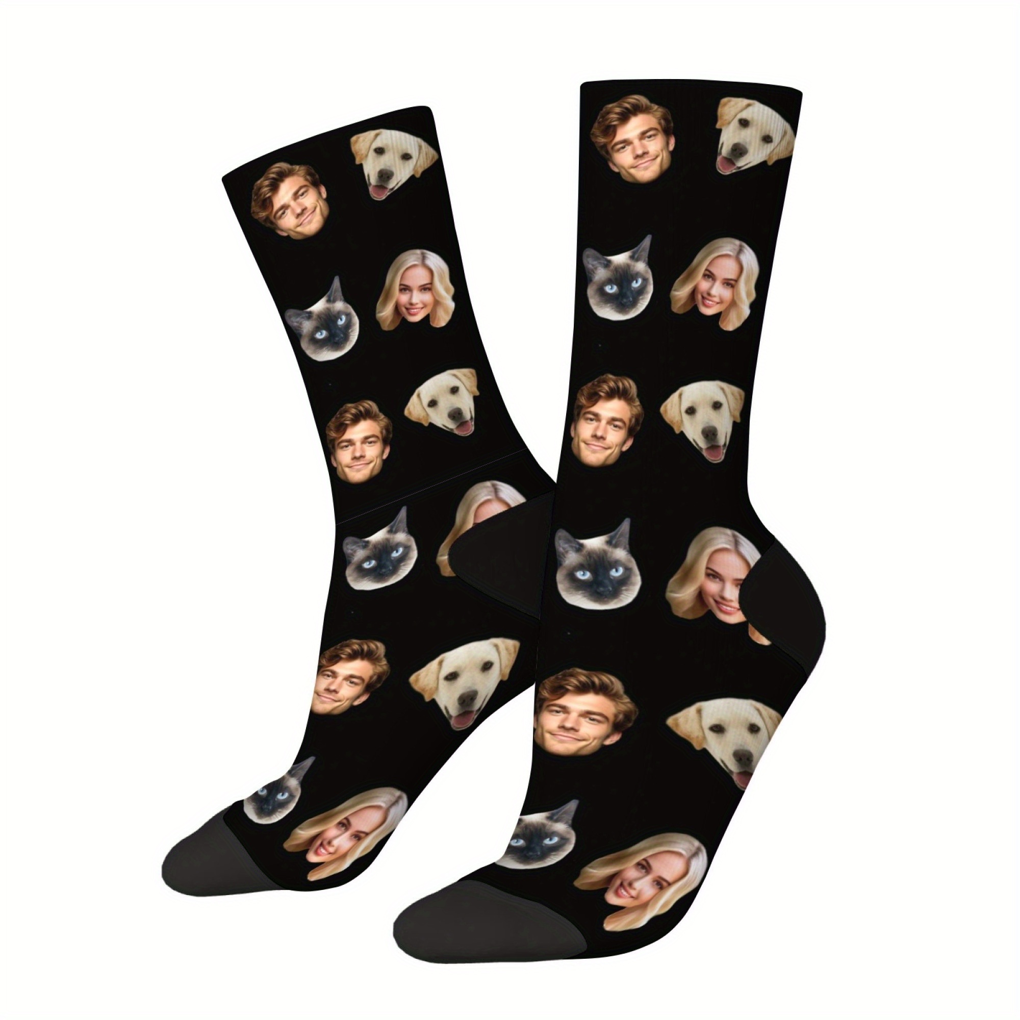 TEMU Custom Diy Personalized Socks For Men, Featuring A Pair Of Unique Socks With Images Of Guys And Beautiful. Fun Custom Image Socks For Couples,