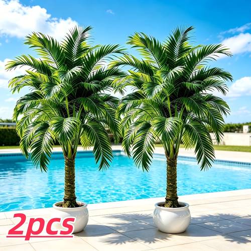 2pcs Package - Huge Home Simulation Tree - Palm Loose-Tailed Sunflower, Decoration, Suitable for Indoor/Outdoor Living Room, Bedroom, Study, Porch, , Dining Room, Office, Studio, Apartment And Other Multi-Scene Home Decoration