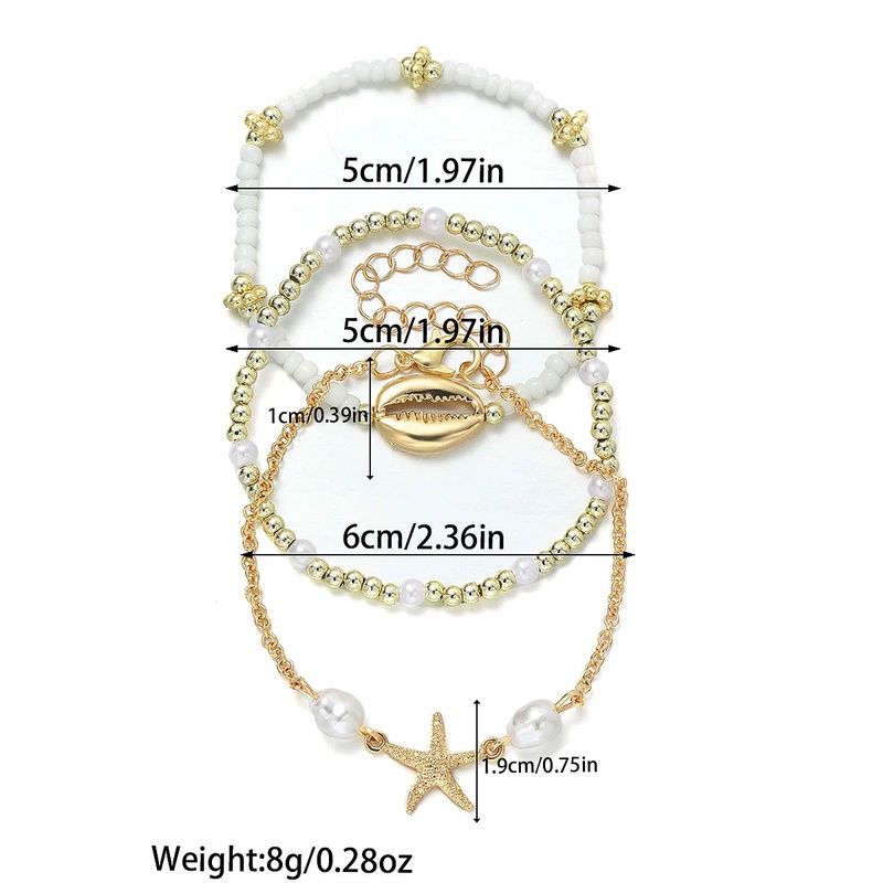 3pcs Ocean-Inspired Alloy Shell and Starfish Bracelets