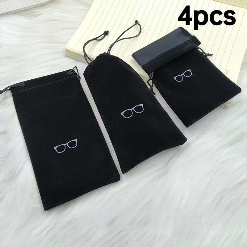 TEMU 4 Sets Of Plush Eyeglass Cases For Portable Storage, Pouches For Men And Women's, Clip-on Lenses For Nearsighted Glasses, Jewelry Storage Bags,