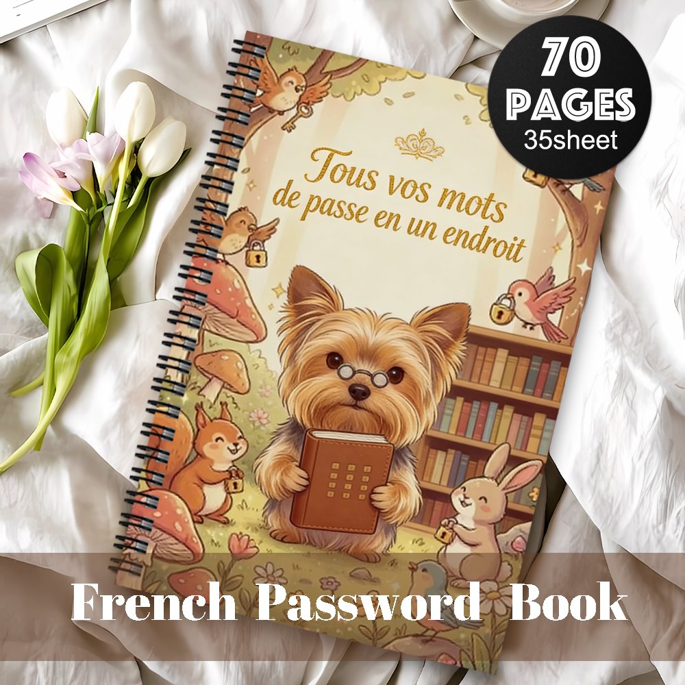 TEMU Carnet de de passe esthétique français, 1 pièce, cahier à spirale pour enregistrement, « de passe que je dois mémoriser », pour amis, collègues,