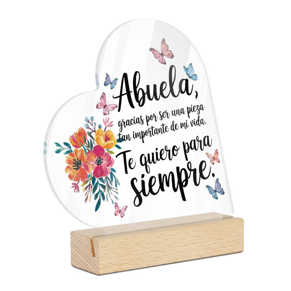 TEMU Placa de acrílica 2D con base, regalo de recuerdo para española, adecuada para decoración de escritorio en casa, diseño de coloridas, letrero
