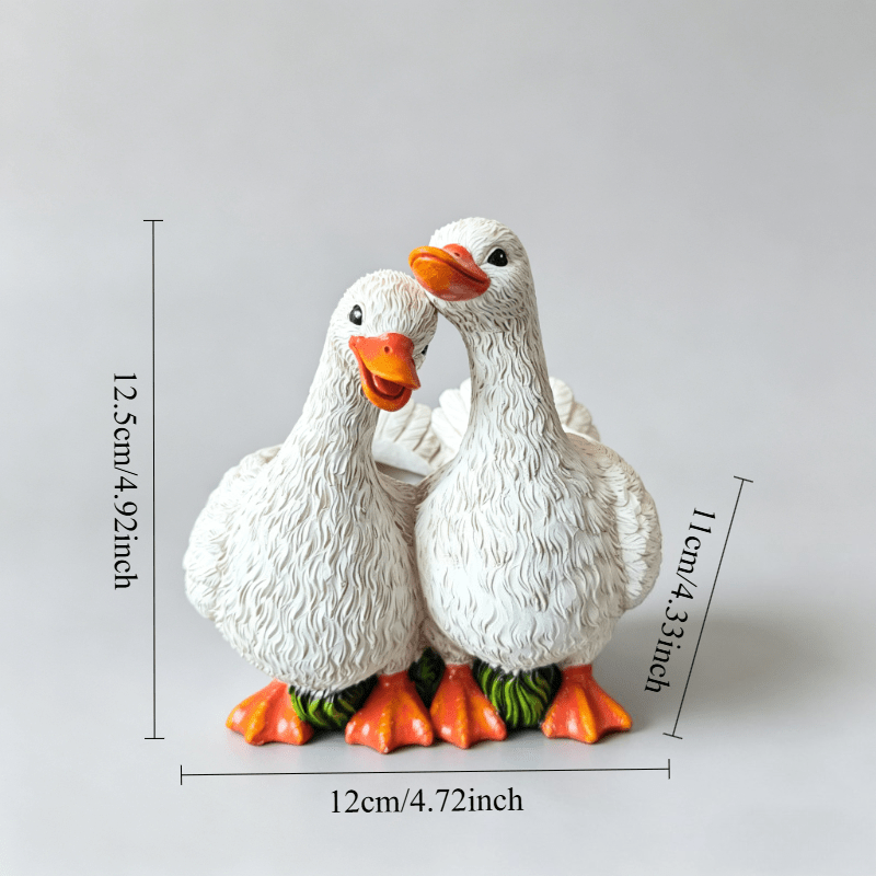TEMU 1pc Duck Couple Decorative Pot - Resin Duck-shaped Planter, Suitable For Indoor/outdoor Use, Lightweight Decorative Item, Irregular Shape, Ideal
