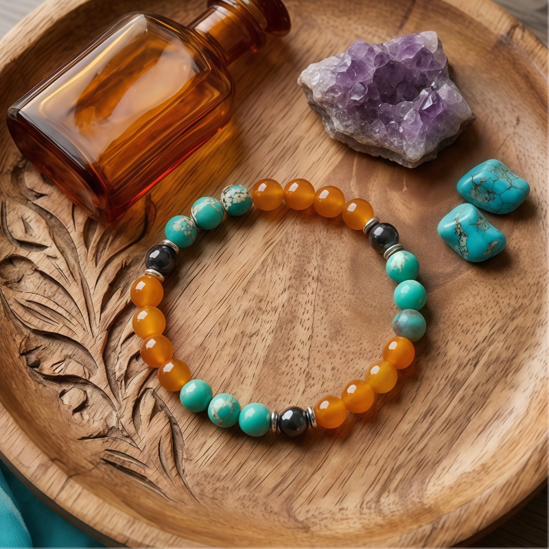 Retro Bohemian Turquoise Chalcedony Bracelet, Unisex