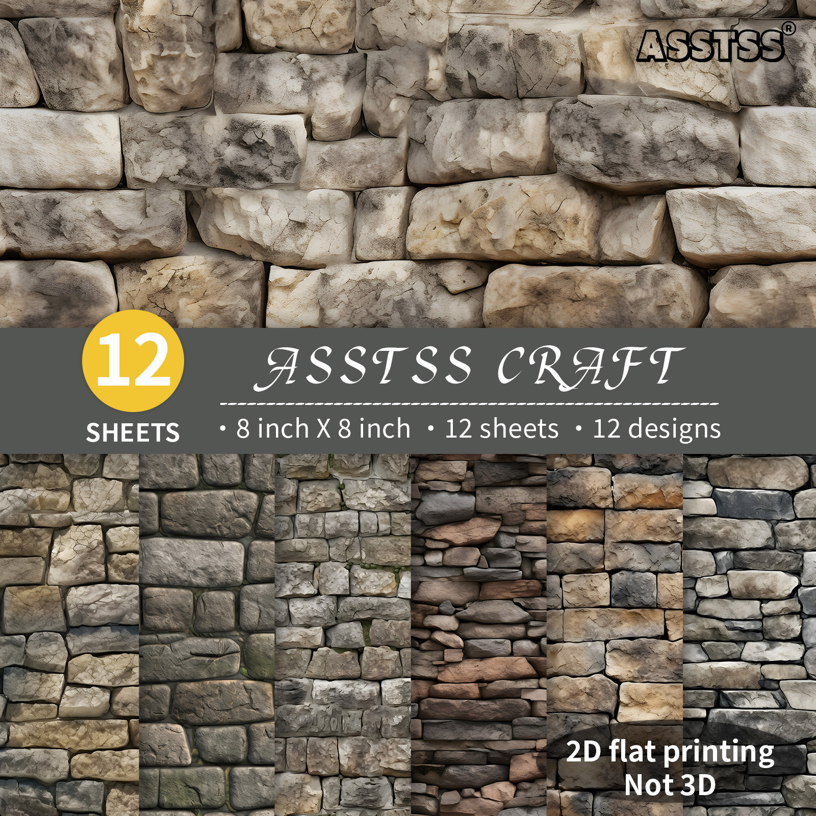 TEMU di carta per scrapbooking ASSTSS pesante da 12 fogli, per journaling, collage e artigianato - Cartoncino retr簷 8"x8" con fogli di supporto a di