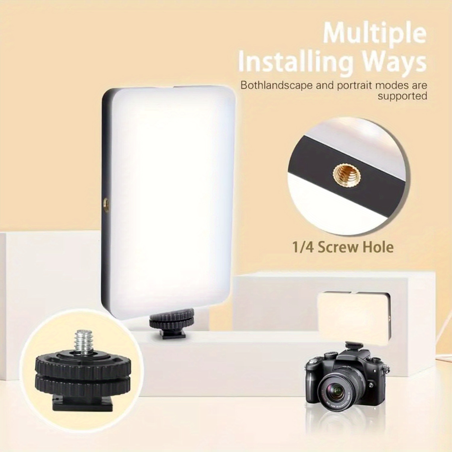 luz selfie recargable de 90 led con batería de 1800mah   niveles de  , ideal para cámaras, smartphones, cámaras de acción, configuración, filmación, maquillaje y vlogging Detalles del producto 3
