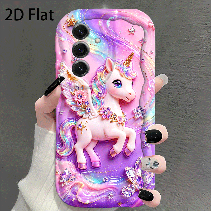 TEMU Phone Case: 2d -purple Iridescent Unicorn Pattern Phone Case, Suitable For Galaxy A03s A04 A05s A06 A07 A13 A14 A17 A22 A23 A24 A25 A26 A32 A34