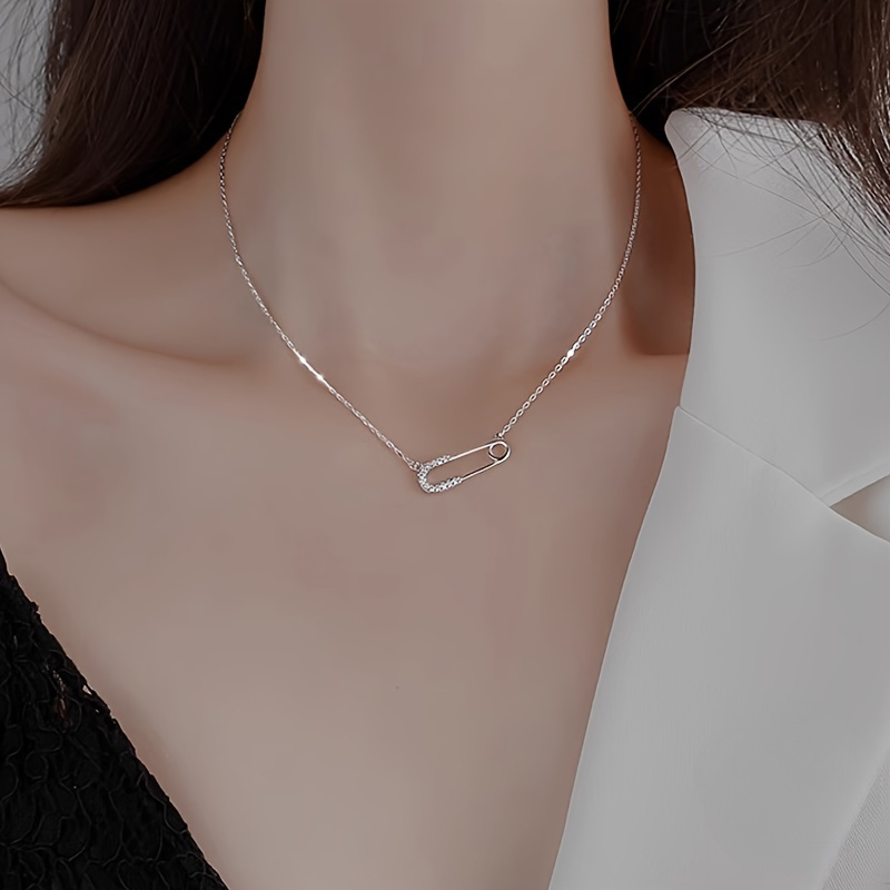 TEMU French Paperclip Pendant Necklace Collarbone Chain For Ladies Birthday Gift, Easter Jewelry Promotion