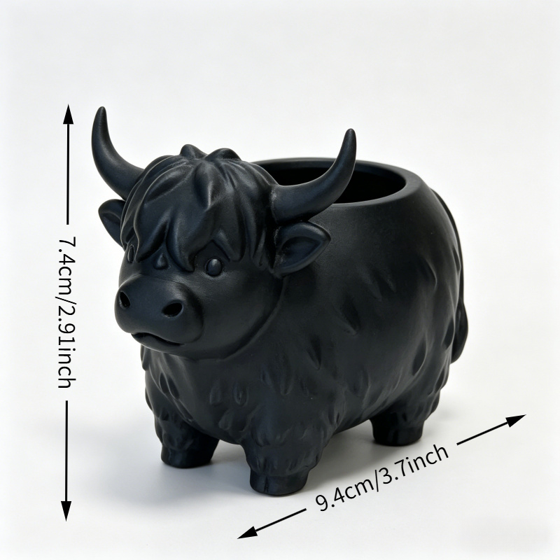 Image of Cute Highland Cow Planter, 3d Printed Succulent Flower Pot, Trending Aesthetic Home Decor, Stylish Desktop Balcony Garden Gift For Gardening Gift