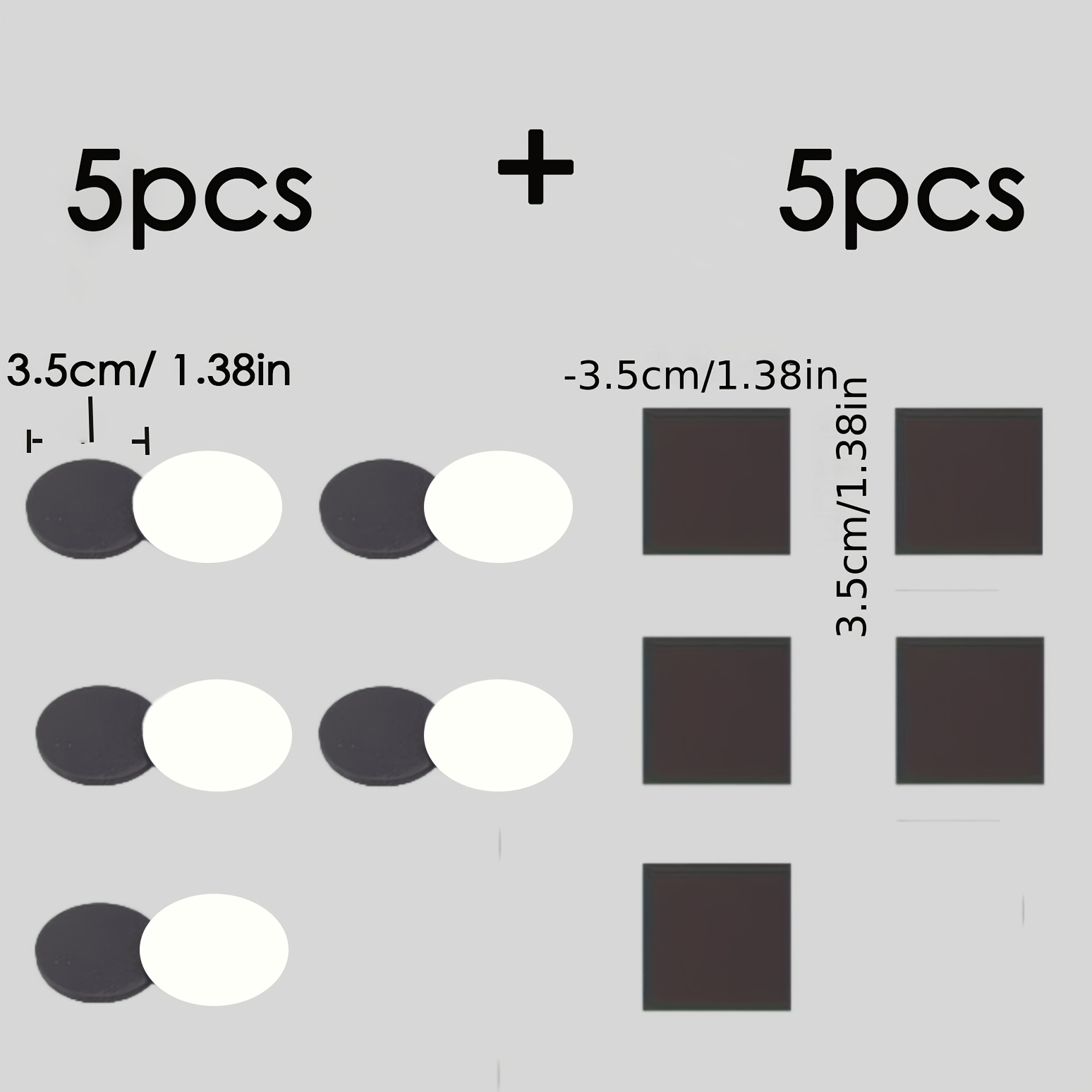 Image of 10pcs 3.5cm Self-adhesive Square& Round Magnets, Residue-free Removal, For Fridge, Glass, Wedding, Home, Office, Party Decor. Compatible With Stainless Steel& Whiteboard, Damage-free