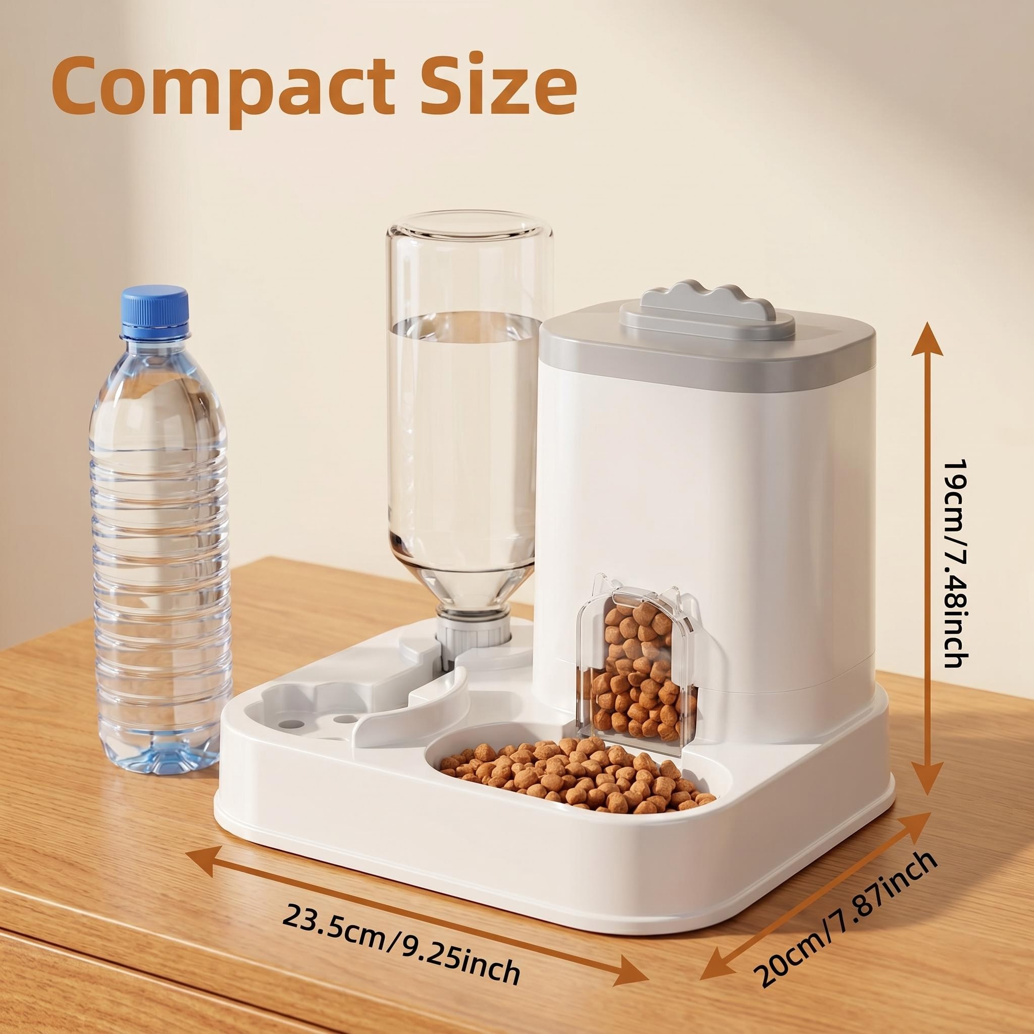 TEMU [Nouveau] Distributeur automatique de nourriture pour chats et chiens, avec gamelle - Capacité de 0,26 à 2,64 gallons, piles requises, design