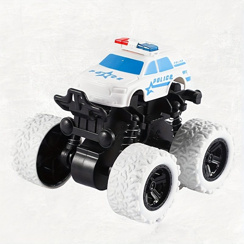 police car rotatable Four-wheel Drive Inertial Stunt Off-road Vehicle Model Children's Toy Boy Toy Car Stall Toy Inertial Off-road Vehicle Toys Super Resistant Climbing, As Halloween Gift