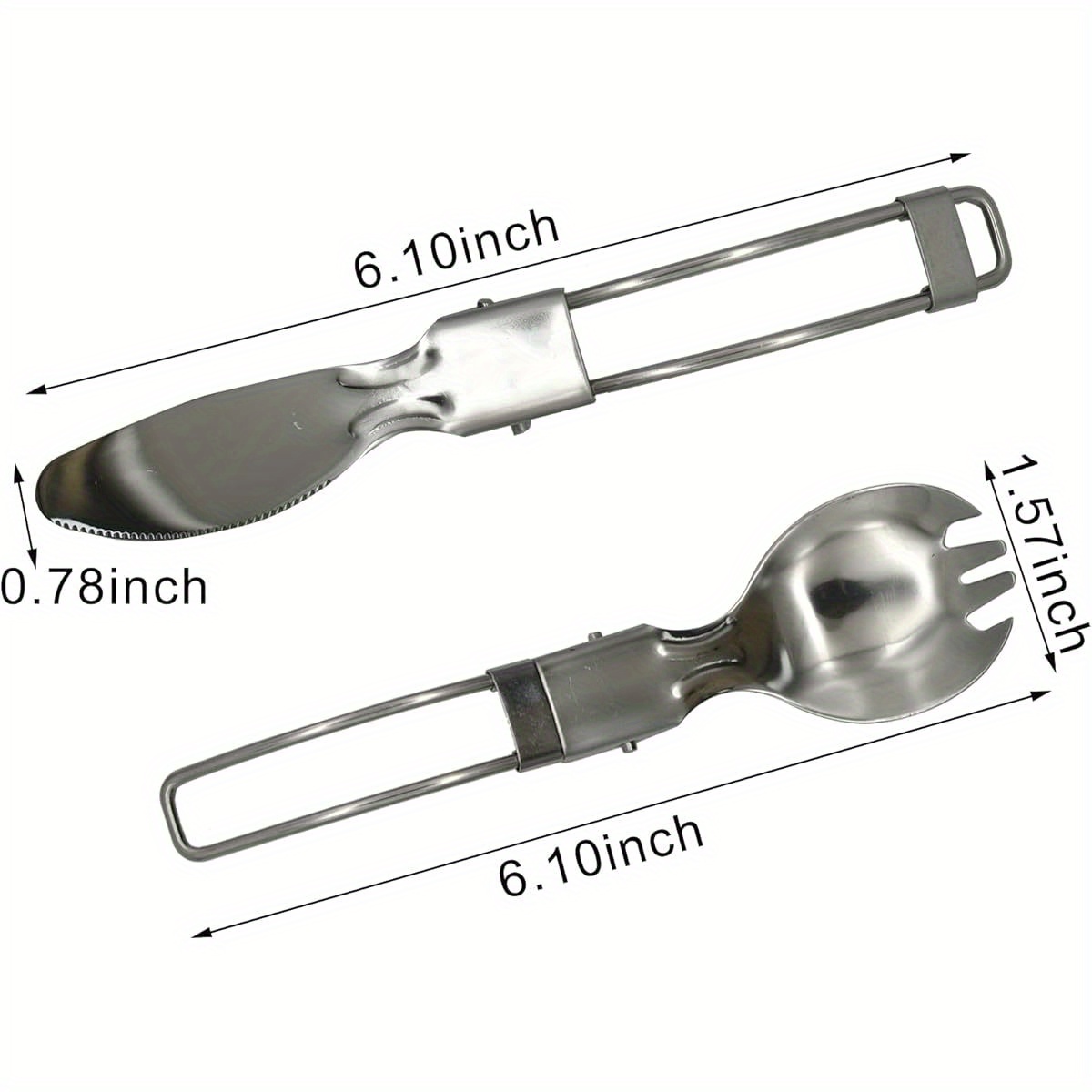 4pcs compact folding camping utensil set heavy duty 304 stainless steel 18 10 flatware with spoon fork knife portable travel cutlery for backpacking hiking picnics dishwasher   saving design for     for home on the go use Product details 4