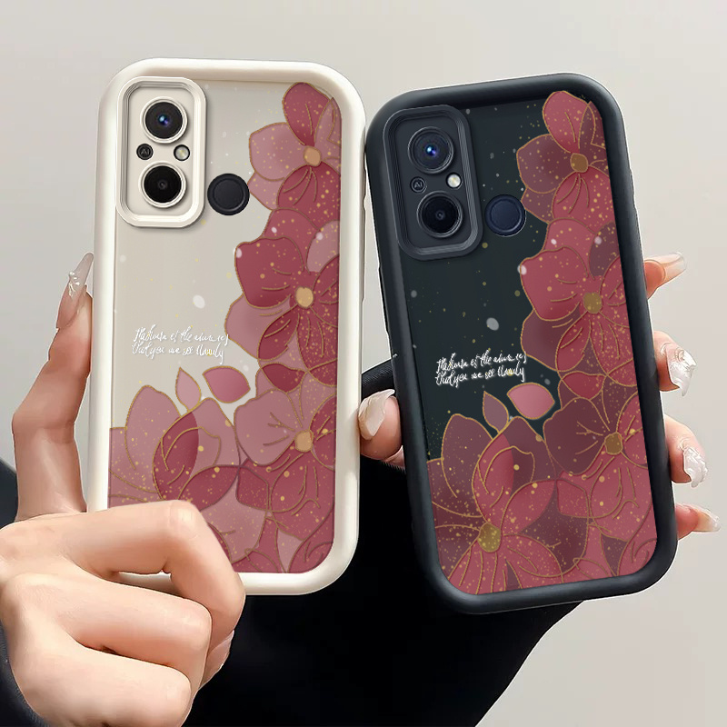 phone case phone case suitable for redmi 12c tpu protective cover shockproof romantic for red   starry floral pattern back cover
