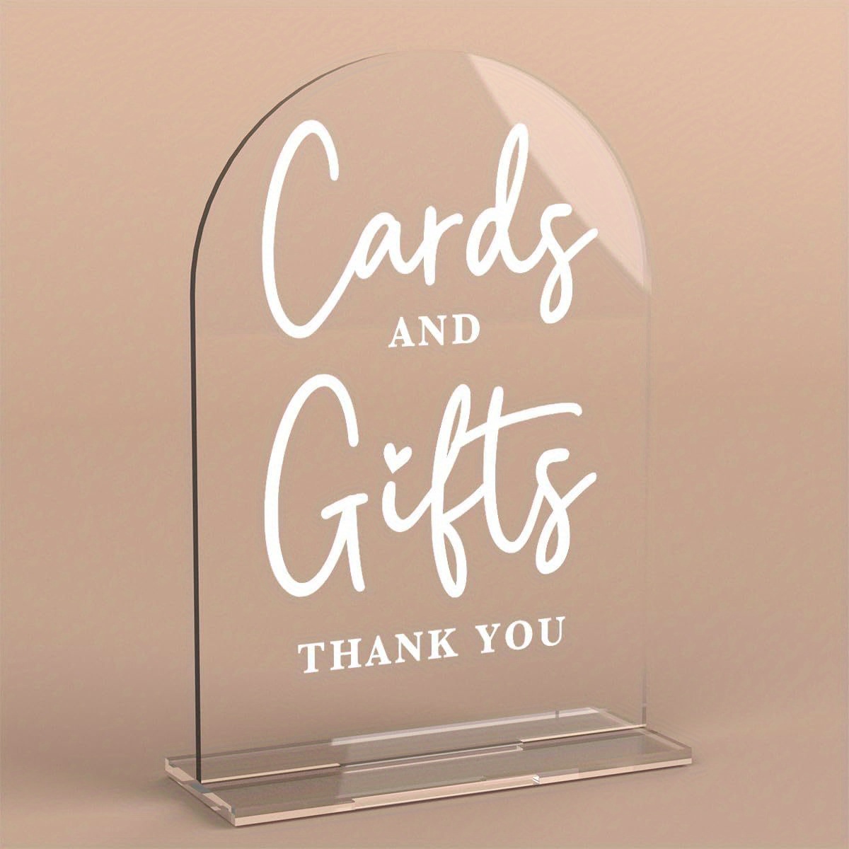 E-shop 2D Flache Hochzeits-Dankeschön-Anzeigeschild – 2D Acryl-Tischplakette „Karten & Geschenke“ mit elegantem Kursivschrift, zeitgenössische Deko für
