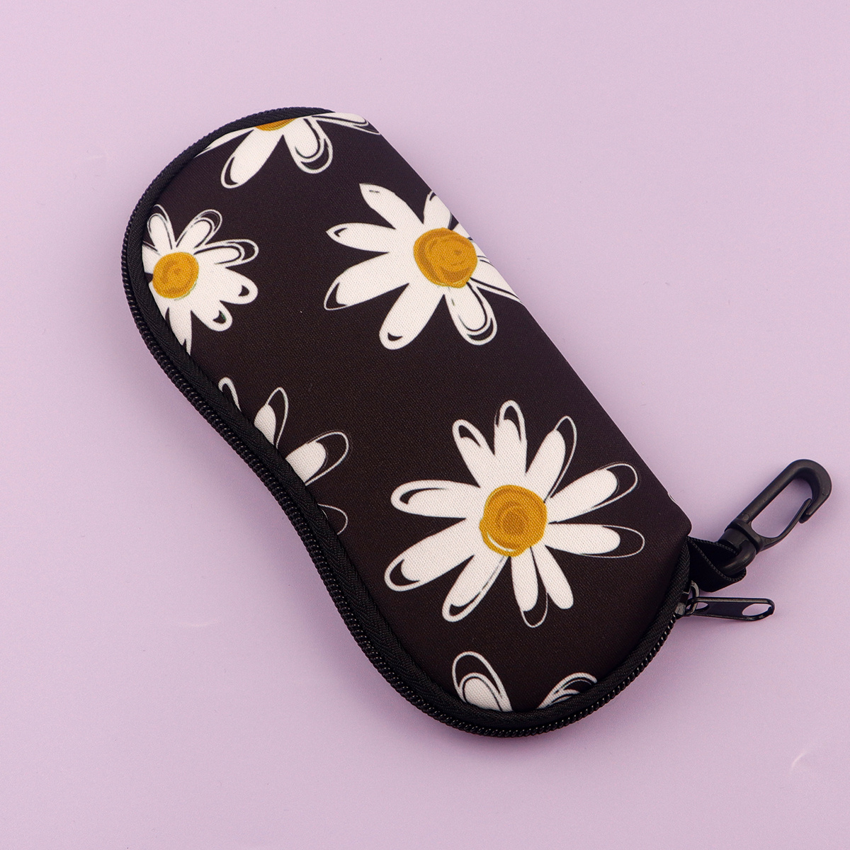 1pc Fashion Glasses Soft Case Ultra Light Neoprene Zipper Eyeglass Pouch And Case With Belt Clip